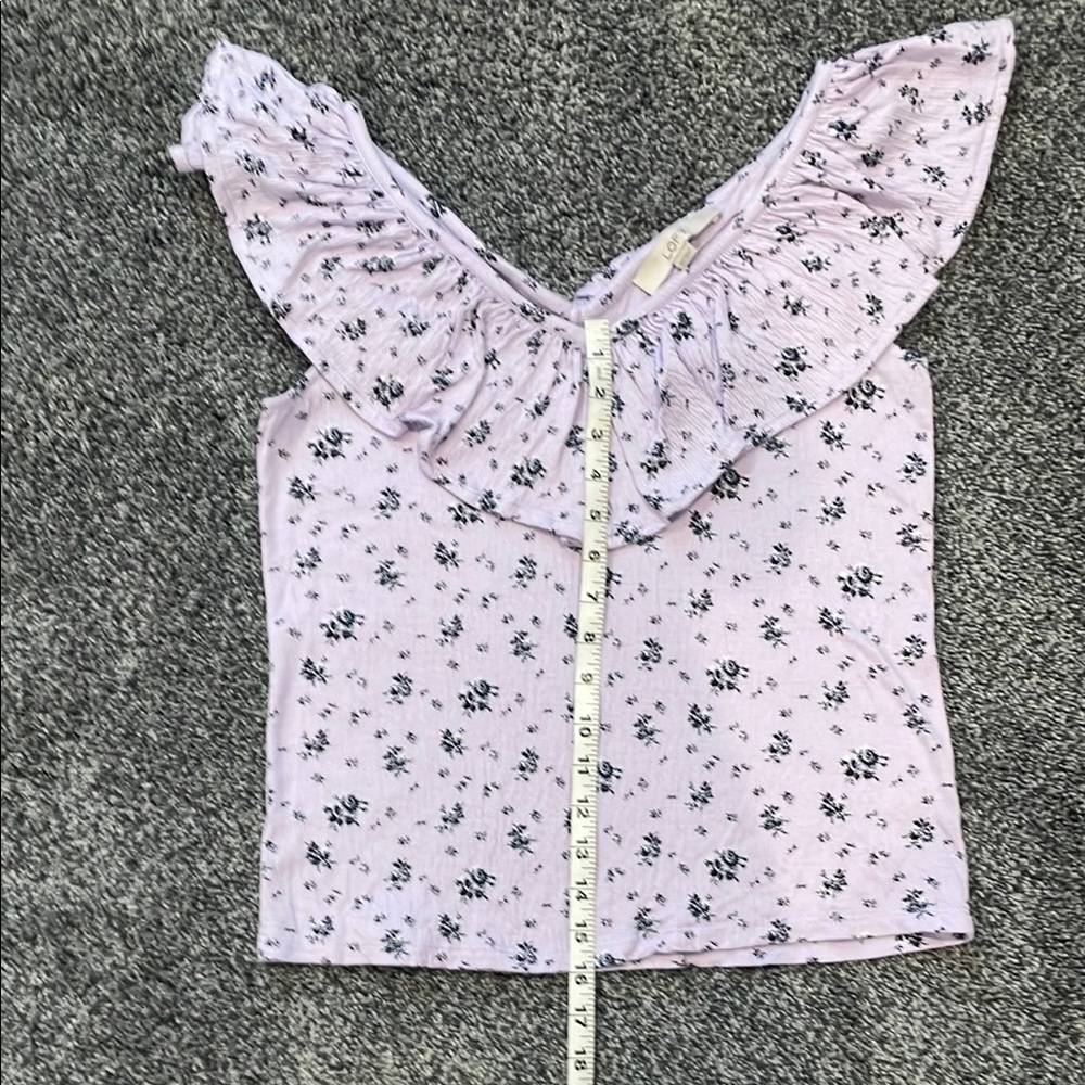 Floral Ruffle Sleeve Top - Purple